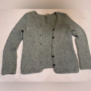 J.Jill XS Chunky Knit Cardigan • Wool Blend • Sage Green • Cozy Sweater